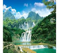 GIVLWF Green Mountain Waterfall Wallpaper Mural, Source of River Landscape Decoration Murals, Wall Decoration for Bedroom Living Room Home Decoration 150 x 70cm