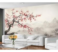 GIVLWF Japanese Wallpaper, Cherry Blossom Bedroom Wallpaper, Mountain Wall Paper for Living Room, Not Self Adhesive Traditional Wall Mural, Asian Oriental Large Mural & Room Decor
