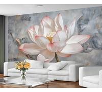 GIVLWF Lotus Large Mural & Room Decor, Pink Floral Bedroom Wallpaper, Oriental Wall Paper for Living Room, Non-Self-Adhesive, Murals for Walls