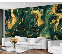 GIVLWF Marble Wallpaper Mural - Abstract Fluid Texture Wall Mural & Home Decor, Bedroom Wallpaper, Wall Paper for Living Room, Not Self Adhesive, Green & Gold