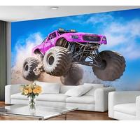 GIVLWF Monster Trucks Wallpaper & Wall Mural - Boy Wallpaper Peel and Stick, Bedroom Wall Paper, Purple Truck Large Mural & Home Decor, Self-Adhesive