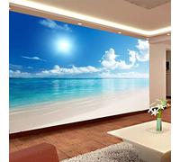 GIVLWF Ocean View Blue Sky Wall Mural Photo Wallpaper, Clouds Beach Landscape Wall Mural, Murals Wall Art Print for Bedroom Living Room Home Decoration 400 x 280 cm