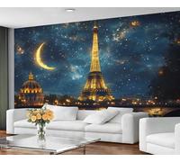 GIVLWF Paris Wallpaper - Starry Sky Mural Wallpaper - Eiffel Tower Bedroom Wall Paper for Living Room Non Self Adhesive Magical Cityscape Wall Murals & Home Decor