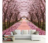 GIVLWF Romantic Cherry Blossom Wallpaper Mural, Manor Forest Wallpaper, Wall Mural Art for Restaurant Cafe Room Home Decoration 350 x 256 cm