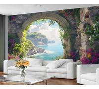 GIVLWF Seaside Bedroom Wallpaper, Medieval Wallpaper for Living Room, Spring Landscape Wall Mural, Non Self Adhesive Wall Paper & Home Decor