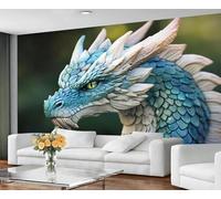 GIVLWF Self Adhesive Wallpaper - Dragon Wallpaper for Living Room, Mystical Dragon Bedroom Wall Paper, Blue Animals Wall Mural & Home Decor, Peel and Stick