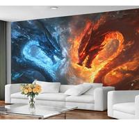 GIVLWF Self Adhesive Wallpaper - Fantasy Dragons Wallpaper for Living Room, Ice and Fire Dragon Bedroom Wall Paper, Cool Animals Wall Mural & Home Decor, Peel and Stick
