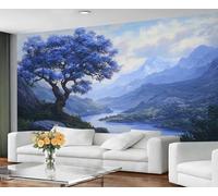 GIVLWF Self Adhesive Wallpaper - Fantasy Tree Wallpaper for Living Room, Blue Tree Bedroom Wall Paper, Mystical Landscape Wall Mural & Home Decor, Peel and Stick