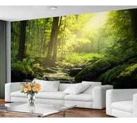 GIVLWF Self Adhesive Wallpaper - Forest Wallpaper for Living Room, Spring Woodland Bedroom Wall Paper, Natural Landscape Wall Mural & Home Decor, Peel and Stick