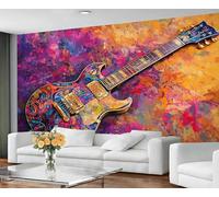 GIVLWF Self Adhesive Wallpaper - Guitars Wallpaper for Living Room, Colorful Graffiti Bedroom Wall Paper, Guitar Music Wall Mural & Home Decor, Peel and Stick