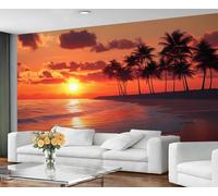 GIVLWF Self Adhesive Wallpaper - Sunset Beach Wallpaper for Living Room, Natural Landscape Bedroom Wall Paper, Hawaiian Tropical Wall Mural & Home Decor, Peel and Stick