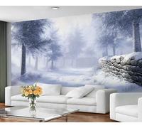 GIVLWF Self Adhesive Wallpaper - Winter Landscape Wallpaper for Living Room, Snowy Forest Bedroom Wall Paper, Rural Rustic Wall Mural & Home Decor, Peel and Stick