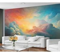 GIVLWF Sky Cloud Wallpaper, Colorful Sky Peel and Stick Wallpaper for Bedroom, Smoky Clouds Wall Paper for Living Room, Sunshine Wall Mural, Natural Landscape Large Mural & Room Decor