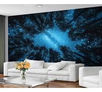 GIVLWF Starry Forest Wallpaper Mural - Night Sky Bedroom Wallpaper - Milky Way Wall Paper for Living Room Non Self Adhesive Blue Murals & Home Decor