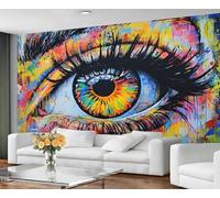 GIVLWF Street Art Graffiti Wallpaper, Eyes Graffiti Peel and Stick Wallpaper for Living Room, Hip Hop Wall Murals for Bedroom, Abstract Large Mural & Boys Room Decor, Painting Wall Paper
