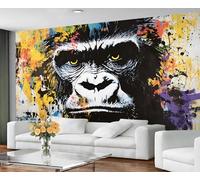 GIVLWF Street Art Graffiti Wallpaper, Gorilla Graffiti Self Adhesive Wallpaper for Living Room, Hip Hop Wall Murals for Bedroom, Abstract Large Mural & Boys Room Decor, Painting Wall Paper