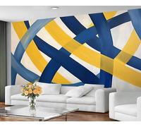 GIVLWF Striped Wallpaper & Wall Mural, 3D Lines Bedroom Wallpaper, Blue and Yellow Wall Paper for Living Room, Mural & Home Decor - Non Self Adhesive