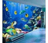 GIVLWF Underwater World Fish Coral Background Wall Mural Photo Wallpaper, Diverse Marine Life Wall Mural, Murals Wall Art Print for Bedroom Living Room Home Decoration 400 x 280 cm