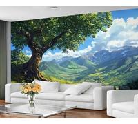 GIVLWF Wallpaper - Anime Home Decor & Large Mural, Spring Landscape Wallpaper for Living Room, Bedroom Wall Paper, Wall Mural - Not Self Adhesive, Green Trees