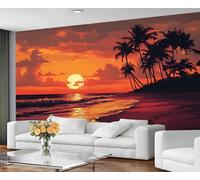 GIVLWF Wallpaper - Beach Home Decor & Mural, Self Adhesive Wallpaper for Living Room, Sunset Beach Bedroom Wall Paper, Wall Mural - Peel and Stick, Hawaiian Landscape Decor
