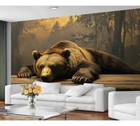 GIVLWF Wallpaper - Bear Home Decor & Large Mural, Rustic Forest Wallpaper for Living Room, Bedroom Wall Paper, Wall Mural - Not Self Adhesive, Woodland Animals