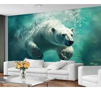 GIVLWF Wallpaper - Bear Mural & Home Decor, Polar Bear Bedroom Wallpaper, Underwater Animals Wall Paper for Living Room, Not Self Adhesive - Large Wall Mural & Room Decor