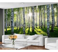 GIVLWF Wallpaper Birch Forest Large Mural & Room Decor, Spring Forest Bedroom Wallpaper, Natural Wall Paper for Living Room, Non-Self-Adhesive, Murals for Walls