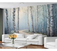 GIVLWF Wallpaper - Birch Tree Home Decor & Large Mural, Woodland Landscape Wallpaper for Living Room, Bedroom Wall Paper, Wall Mural - Not Self Adhesive, Natural Forest