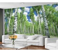 GIVLWF Wallpaper - Birch Tree Mural & Home Decor, Spring Forest Bedroom Wallpaper, Plant Landscapes Wall Paper for Living Room, Large Mural, Not Self Adhesive