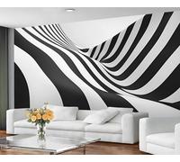 GIVLWF Wallpaper Black and White Home Decor & Mural, 3D Stripes Bedroom Wallpaper, Abstract Modern Wall Paper for Living Room, Large Wall Mural - Not Self-Adhesive