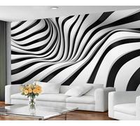 GIVLWF Wallpaper Black and White Home Decor & Mural, 3D Stripes Bedroom Wallpaper, Abstract Wall Paper for Living Room, Large Wall Mural - Not Self-Adhesive