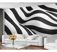 GIVLWF Wallpaper Black and White Mural & Home Decor, 3D Stripes Bedroom Wallpaper, Abstract Modern Wall Paper for Living Room, Large Wall Mural - Not Self-Adhesive