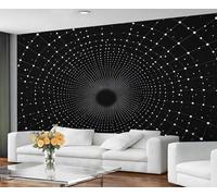 GIVLWF Wallpaper, Black Wall Mural & Room Decor, 3D Geometric Bedroom Wallpaper, White Polka Dots Wall Paper for Living Room, Non-Self-Adhesive, Murals for Walls