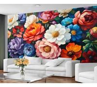 GIVLWF Wallpaper - Boho Floral Home Decor & Mural, Watercolor Flowers Bedroom Wallpaper, Colorful Floral Wall Paper for Living Room, Large Wall Mural (Not Self-Adhesive)