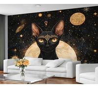 GIVLWF Wallpaper - Cat Print Home Decor & Mural, Mystical Cat Bedroom Wallpaper, Wall Paper for Living Room, Large Wall Mural - Not Self-Adhesive, Boho Animals