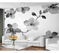 GIVLWF Wallpaper - Cherry Blossom Home Decor & Mural, Gray Flowers Bedroom Wallpaper, Traditional Retro Wall Paper for Living Room, Large Wall Mural (Not Self-Adhesive)