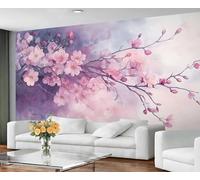 GIVLWF Wallpaper - Cherry Blossom Home Decor & Mural, Pink Florals Bedroom Wallpaper, Traditional Japanese Wall Paper for Living Room, Large Wall Mural (Not Self-Adhesive)