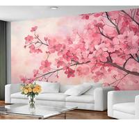 GIVLWF Wallpaper - Cherry Blossom Home Decor & Mural, Self Adhesive Wallpaper for Living Room, Japanese Florals Wall Mural, Pink Flowers Bedroom Wall Paper, Peel and Stick
