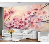 GIVLWF Wallpaper - Cherry Blossom Home Decor & Mural, Spring Flowers Bedroom Wallpaper, Japanese Style Wall Paper for Living Room, Large Wall Mural (Not Self-Adhesive)