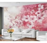 GIVLWF Wallpaper - Cherry Blossoms Home Decor & Mural, Pink Floral Bedroom Wallpaper, Japanese Flowers Wall Paper for Living Room, Large Wall Mural (Not Self-Adhesive)
