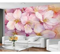 GIVLWF Wallpaper - Cherry Blossoms Home Decor & Mural, Self Adhesive Wallpaper for Living Room, Pink Florals Wall Mural, Japanese Style Flowers Bedroom Wall Paper, Peel and Stick