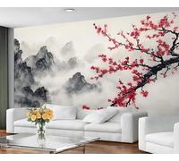 GIVLWF Wallpaper - Chinese Style Home Decor & Mural, Traditional Florals Bedroom Wallpaper, Mountain Landscape Wall Paper for Living Room, Large Wall Mural (Not Self-Adhesive)