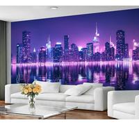 GIVLWF Wallpaper - Cityscape Mural & Home Decor, Neon City Bedroom Wallpaper, Sci-Fi Futuristic Wall Paper for Living Room, Large Mural, Not Self Adhesive