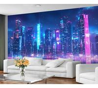 GIVLWF Wallpaper - Cityscape Mural & Home Decor, Neon City Bedroom Wallpaper, Sci-Fi Futuristic Wall Paper for Living Room, Large Mural, Not Self Adhesive