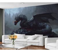 GIVLWF Wallpaper Dark Dragon Home Decor & Mural, Black Mythical Bedroom Wallpaper, Misty Forest Wall Paper for Living Room, Gothic Large Wall Mural - Not Self-Adhesive