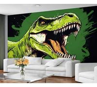 GIVLWF Wallpaper - Dinosaur Kids Home Decor & Large Mural, Cartoon T-Rex Wallpaper for Living Room, Bedroom Wall Paper, Wall Mural - Not Self Adhesive, Jungle Green