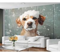 GIVLWF Wallpaper - Dog Pattern Home Decor & Large Mural, Comic Puppy Wallpaper for Living Room, Bedroom Wall Paper, Wall Mural - Not Self Adhesive, Bathroom