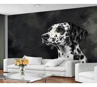 GIVLWF Wallpaper Dog Print Home Decor & Wall Mural, Black and White Bedroom Wallpaper, Dalmatian Dog Wall Paper for Living Room, Large Mural - Not Self-Adhesive