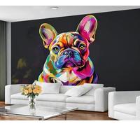 GIVLWF Wallpaper - Dog Print Mural & Home Decor, Colorful Puppy Bedroom Wallpaper, French Bulldog Lover Wall Paper for Living Room, Large Mural, Not Self Adhesive