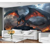 GIVLWF Wallpaper - Dragon Mural & Home Decor, Western Dragons Bedroom Wallpaper, Flame Animals Wall Paper for Living Room, Large Mural, Not Self Adhesive